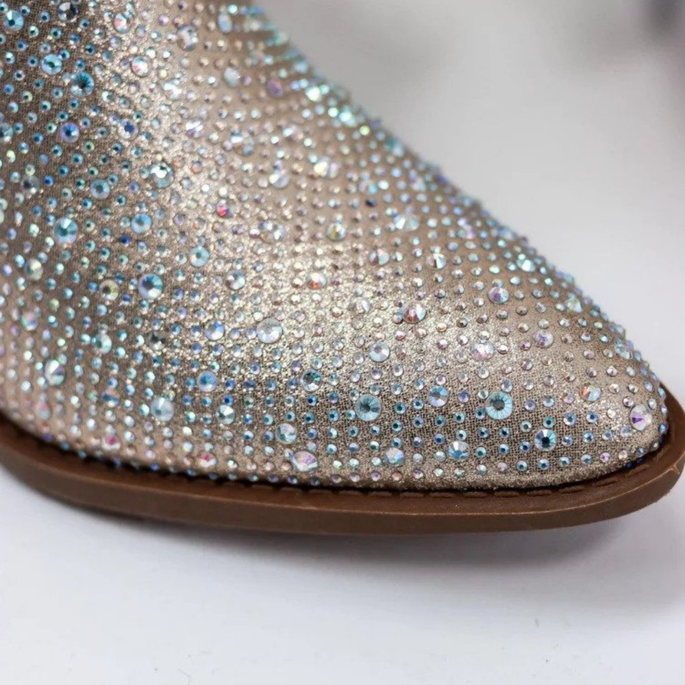 NEW🔥 Jeweled Rhinestone Crystal Cowboy CowGirl Western Boots Mid-Calf Knee-High - Picture 6 of 6